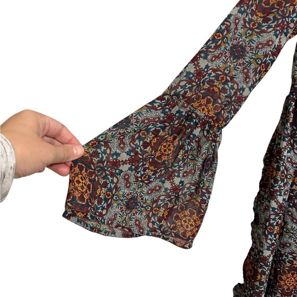 Xhilaration Floral Bohemian Midi Dress Multicolor Cottagecore Babydoll Small - Picture 8 of 9